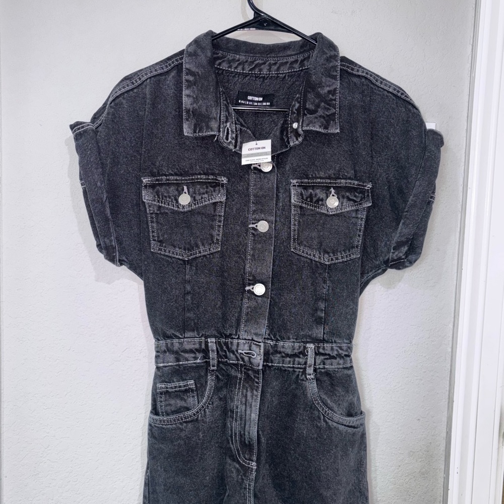 Cotton On Washed Black Denim Jumpsuit